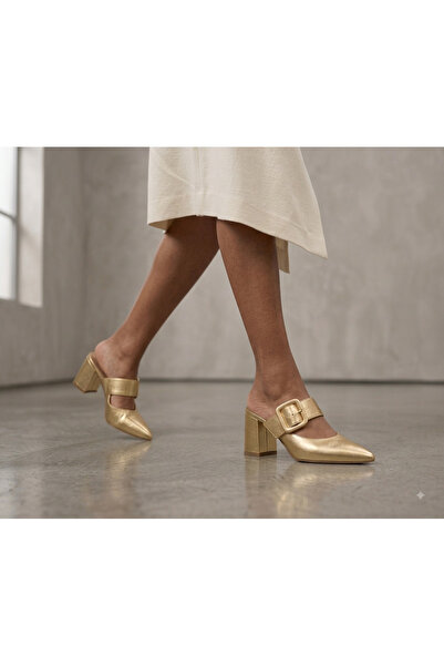 tayyarshoes Mix High-Heeled Slipper Shoes with Side Buckle Detail, Simple and...