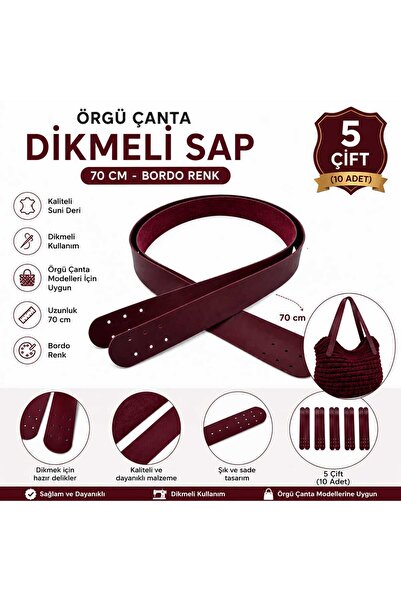 aurellen 5 Çift 70 cm Dikmeli Suni Deri Çanta Sapı – Örgü Çanta Sapı, Deri Ça...