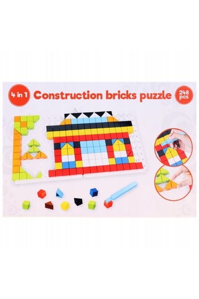 NO BRAND Puzzle mozaic 4 în 1 pentru copii, portocaliu, 248 de piese, Căsuță