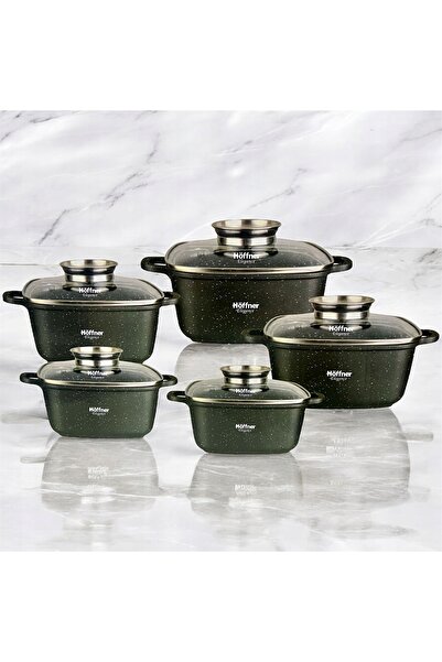 NO BRAND SET DE OALE Hoffner PREMIUM POTS aluminiu 12 piese Pătrat Negru