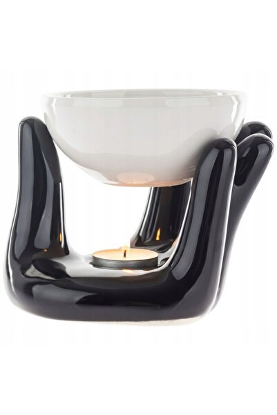 NO BRAND Arzător de aromă ceramic negru de 11 cm pentru uleiuri esențiale și ...
