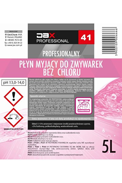Jax Detergent de vase fără clor Bistro 5L
