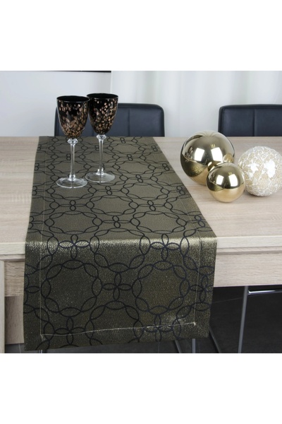 NO BRAND Covor modern rezistent la pete, tip traversă, 60x120cm, negru-auriu ...