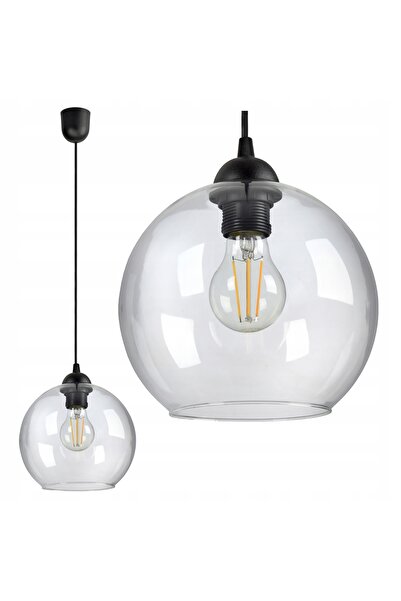 NO BRAND Lustră suspendată tip glob 20 cm Transparentă LED