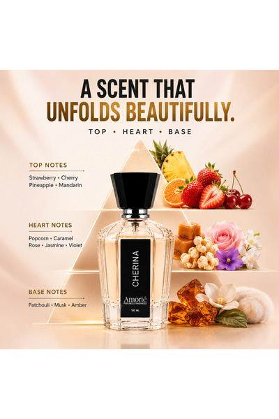 Amorie PERFUMES & FRAGNANCE Amorie Perfumes & Incense CHERINA Eau de Parfum Unisex 100ML, Fruity Floral Amber Fragrance with Strawberry, Cherry, Caramel, Rose, Musk & Amber for Men & Women