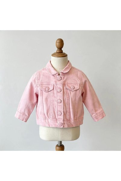 Little Mom's Store Kalp Düğme Detaylı Denim Ceket
