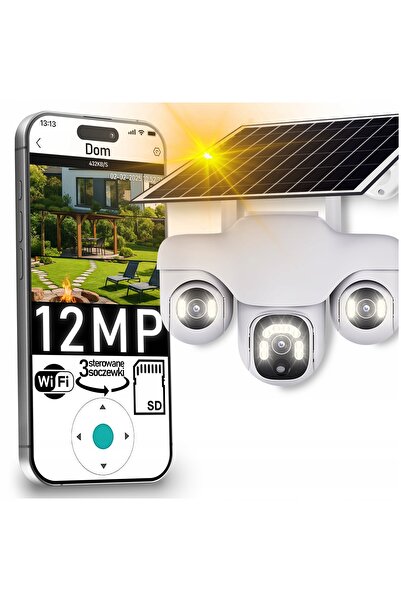 NO BRAND Cameră solară exterioară 4K Type-C, controlată cu 3 axe, 12MP, detec...