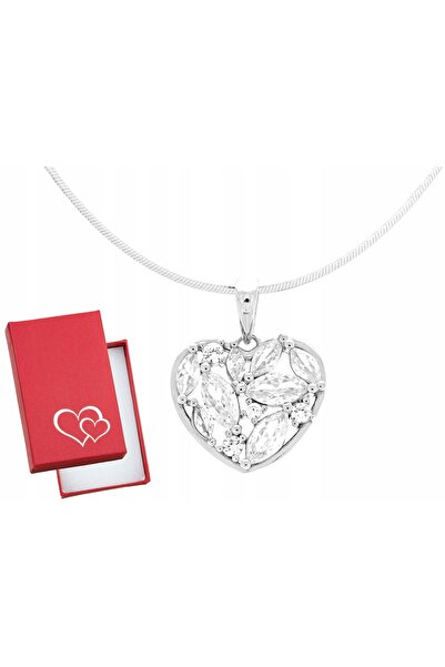 NO BRAND Colier choker scurt de damă, din argint, cu inimă decupată și zircon...