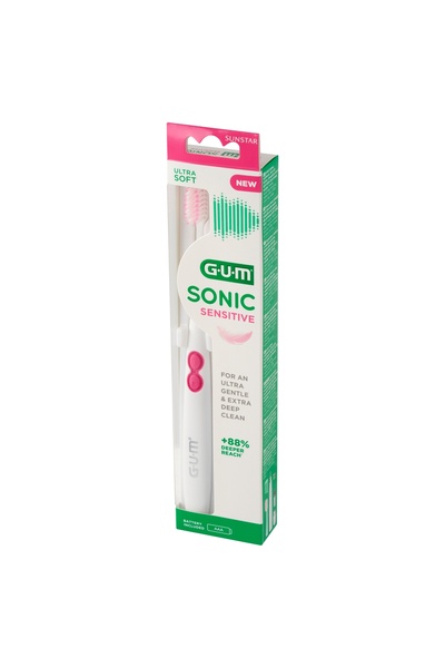 NO BRAND Periuță de dinți sonică Sunstar Gum, alb-roz, pentru dinți sensibili...