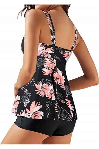 NO BRAND Costum de baie tankini cu pantaloni scurți SHEKINI portocaliu cu flo...
