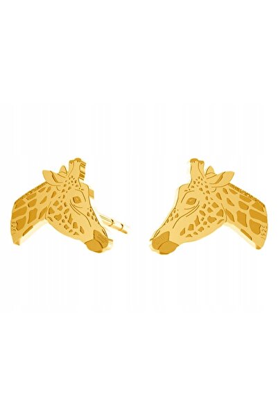 NO BRAND Cercei girafă din argint. Cercei mari tip știft cu girafă, aurii, pe...