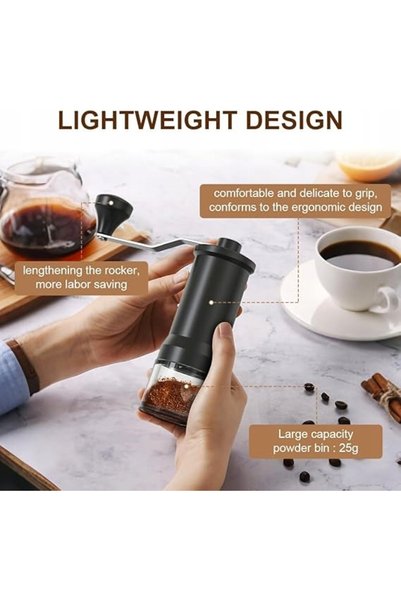 NO BRAND Râșniță manuală de cafea, ceramică de precizie, 30 de setări, espresso