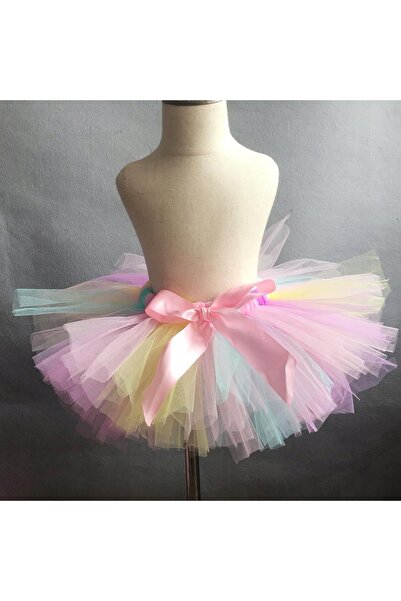 NO BRAND Costum de prințesă unicorn pentru fetiță, cu fustă tutu curcubeu