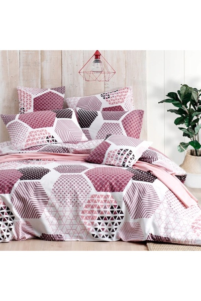 NO BRAND Lenjerie de pat din bumbac 160x200 Anais geometric lila