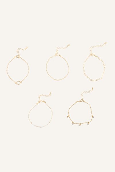 DeFacto Women's 5-Piece Different Chain and Charm Detailed Bracelet Set I1343...
