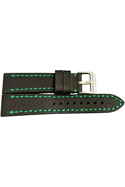 NO BRAND CUREA DE CEAS DIN PIELE, NEAGRĂ, GROSĂ, CU FIR VERDE, TEKLA PL16, 22 mm