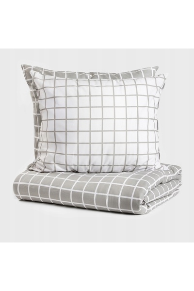 NO BRAND Set de lenjerie de pat REYES din bumbac, reversibil, gri-alb, 220x20...