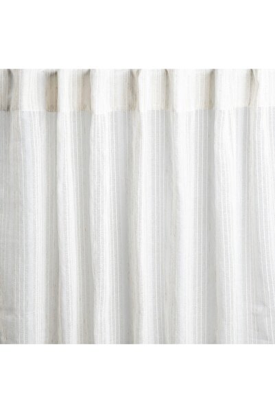 NO BRAND Perdele TAVIRA cu inserții de in, cu dungi, 140 x 250 cm, HOMLA