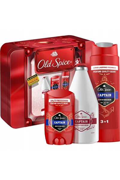 Old Spice CAPTAIN SET CUTIE METALICĂ WATER A/S 100ml + STICK 50ml + GEL 250ml