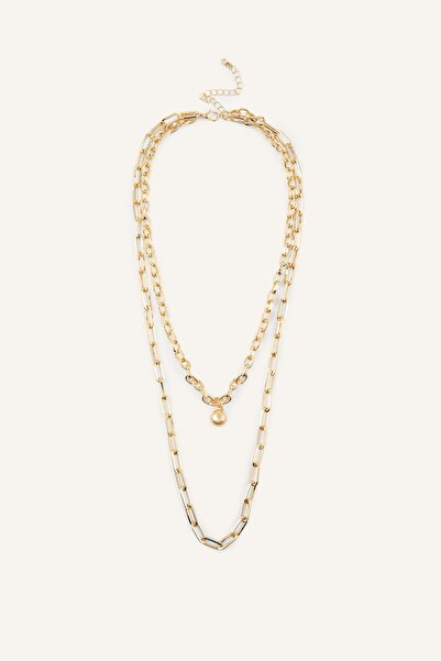DeFacto Women's Chain Detailed Double Necklace I1410Axns
