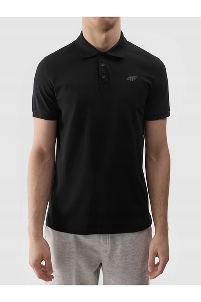 4F Tricou polo negru pentru bărbați M129 4FWSS24TPTSM129 20S R. S