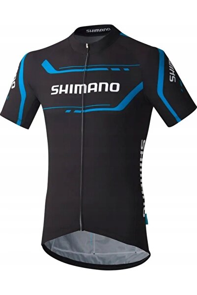 Shimano Tricou de ciclism pentru bărbați, imprimat, cu mânecă scurtă, negru-a...