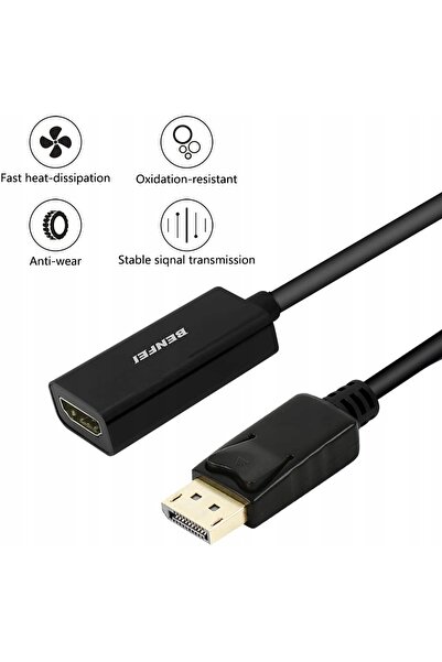 NO BRAND Adaptor BENFEI Displayport la HDMI, cablu scurt negru, 15 cm