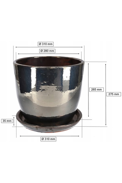 NO BRAND Ghiveci ceramic cu capac și bază pentru flori, grafit ⌀   31 CM