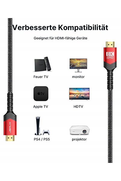 jsaux Cablu HDMI - HDMI 2.1 8K UHD împletit 1m CV0015 8K@60Hz 2 bucăți