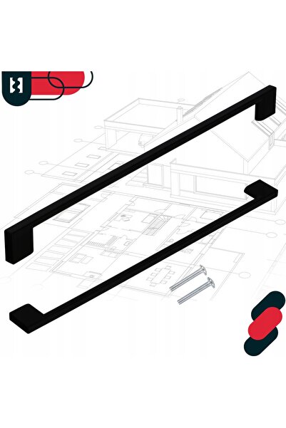NO BRAND Set de 6 mânere lungi de bucătărie, negru mat, 358mm lungime, pentru...