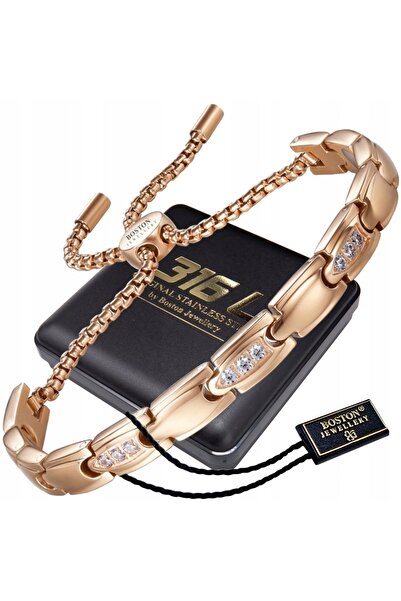 Boston Jewellery Brățară magnetică de sănătate din aur roz, cu zirconiu, pent...