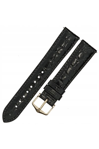 NO BRAND HIRSCH Crocograin L - NEGRU - 17mm - Curea de ceas din piele