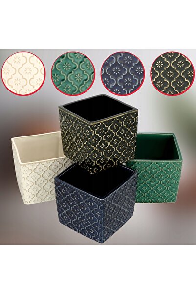 NO BRAND 2x Jardinieră ceramică vintage 13x13, ghiveci pentru flori, ierburi ...
