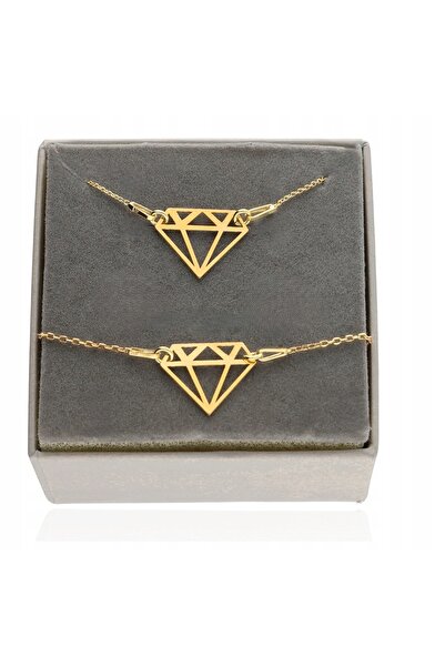 NO BRAND Set cu colier și brățară DIAMENT cu diamante, din argint placat cu a...