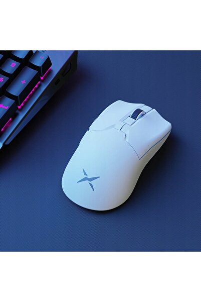 Delux Mouse de gaming alb wireless 2.4G BT 5.2 PAW3311 12000 DPI