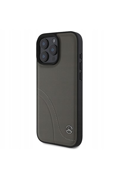 MERCEDES Husă din piele maro cu cusături curbate MB pentru iPhone 16 Pro Max ...
