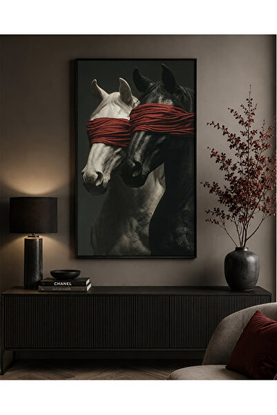 Ghaith Store Horses with Red Scarves Canvas Painting Luxury Wall Art for Livi...
