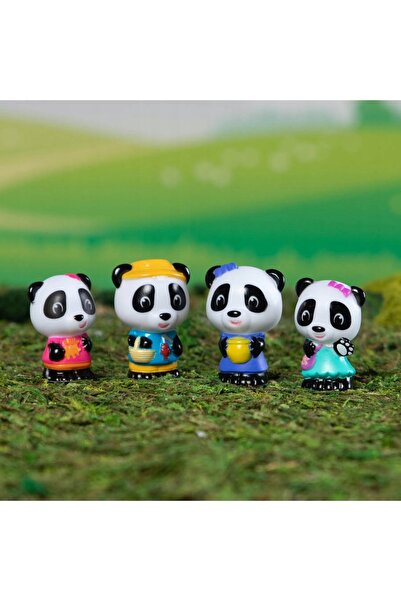 NO BRAND Set de 4 figurine familie de urși panda clorofilă