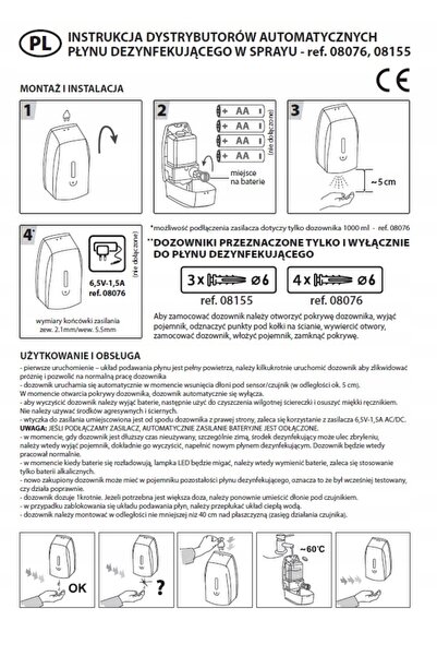 NO BRAND Bisk Dozator automat de lichid spray ASL1 1000 ml Alb 08076