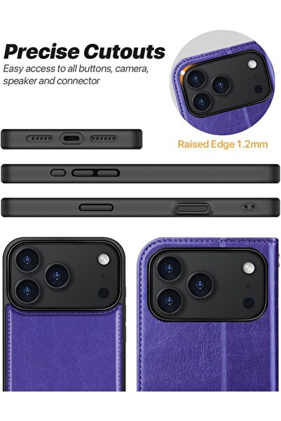 NO BRAND Husă tip carte MagSafe 2-în-1 pentru Apple iPhone 17 Pro Max