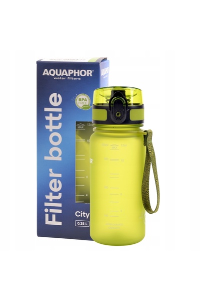 Aquaphor Sticlă cu filtru pentru apă de oraș, verde lime, 0,35 L