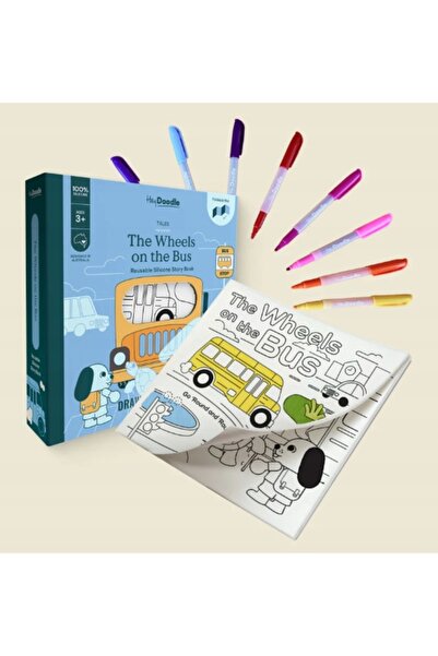 NO BRAND Carte de colorat din silicon, reutilizabilă – Wheels On The Bus