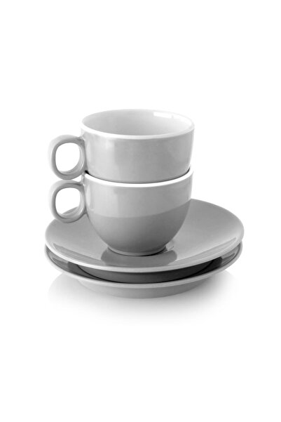 NO BRAND Set turistic de căni din melamină Espresso Gri 100 ml 2 bucăți Brunner