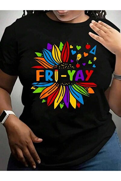 2BIR Happy Fri-Yay Friday Lovers Fun Teacher Back To School Black Graphic T S...