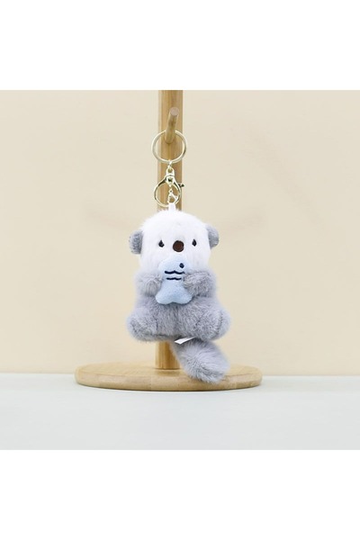 Choice Light Blue New Cartoon Sea Otter Plush Keychain Small Pendant Fish Sea...