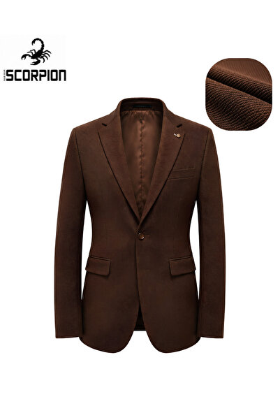 Plus Scorpion Sacou bărbătesc texturat Slim Fit, texturat, ușor elastic pentr...