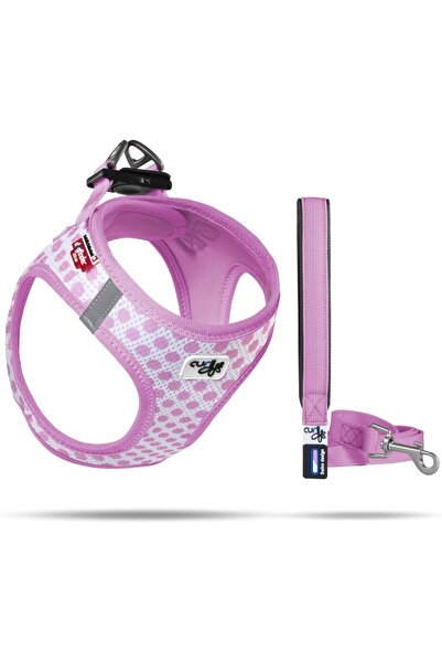 Curli VEST HARNESS AIR-MESH PINK-CIRCLES 3XS & LEASH M