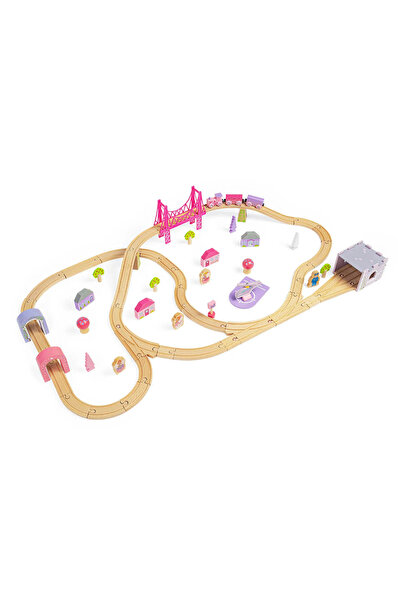 BIGJIGS Toys Circuit feroviar, Oraș de basm, 75 de piese