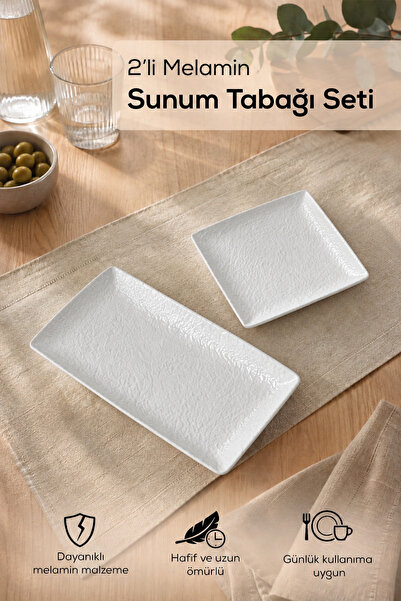 Vienev Set of 2 Melamine Presentation Plates, Presentation Plate, Serving Pla...