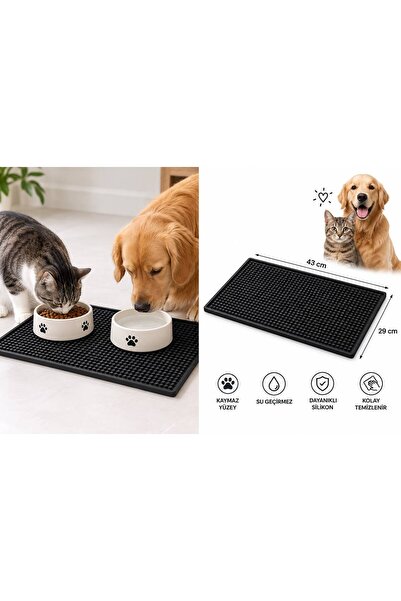 SİHOME Kedi Köpek Mama Altlığı Silikon Beslenme Matı Kaymaz Mama ve Su Kabı A...